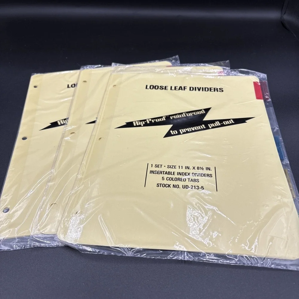 Avery Index Leaf Dividers‎ 8.5X 11 Tabs 5 Multi Colors LOT OF 3 Binder Separator